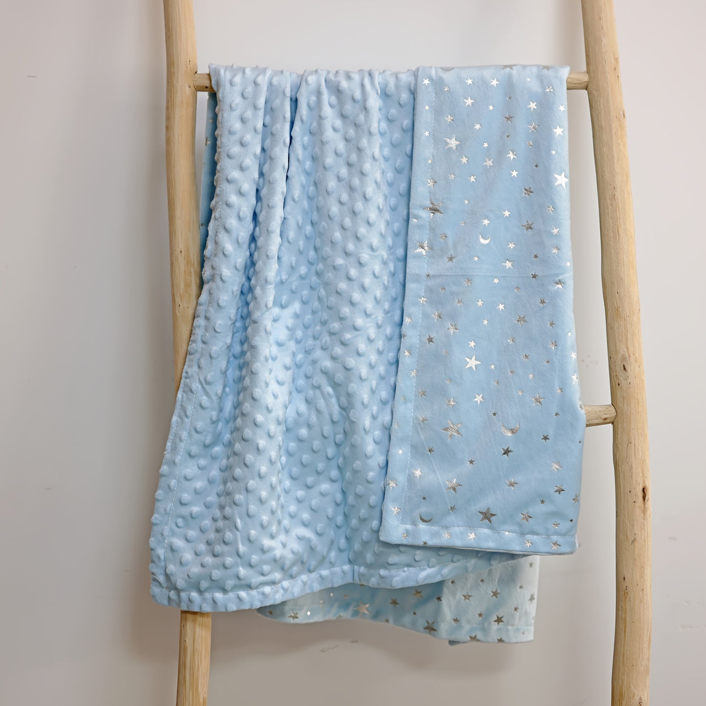 A Double-Layered, Thick, Soft Baby Blanket with One Side Made of Ultra-Soft Bubble Fleece And The Other Side Featuring Ultra-Soft Short Plush with Golden Foil Printing, Measuring 29.92X47.24inch, Suitable for Use in Cribs, St