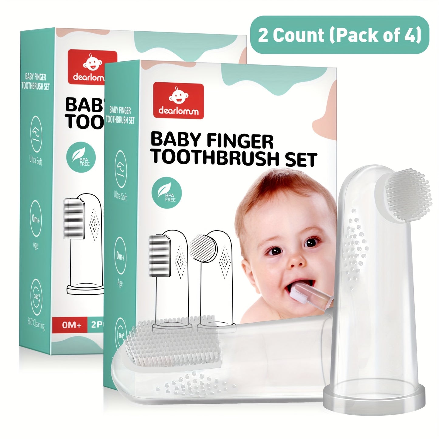 Baby Finger Toothbrush Set for Newborns and Toddlers Silicone Oral Cleaner and Massager 4pcs