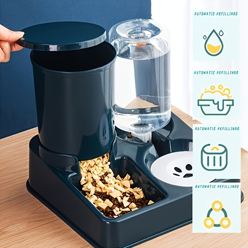 Automatic Cat Feeding And Water Dispenser Set 2-in-1 Gravity Feeder For Indoor Cats