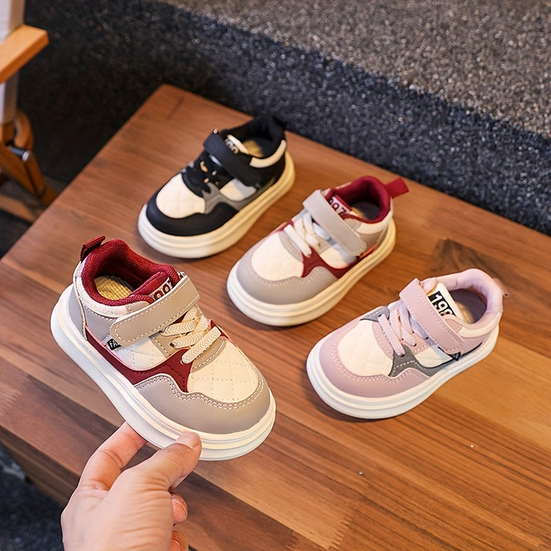 Lightweight Breathable White and Red Striped Soft-Soled Sneakers for Kids