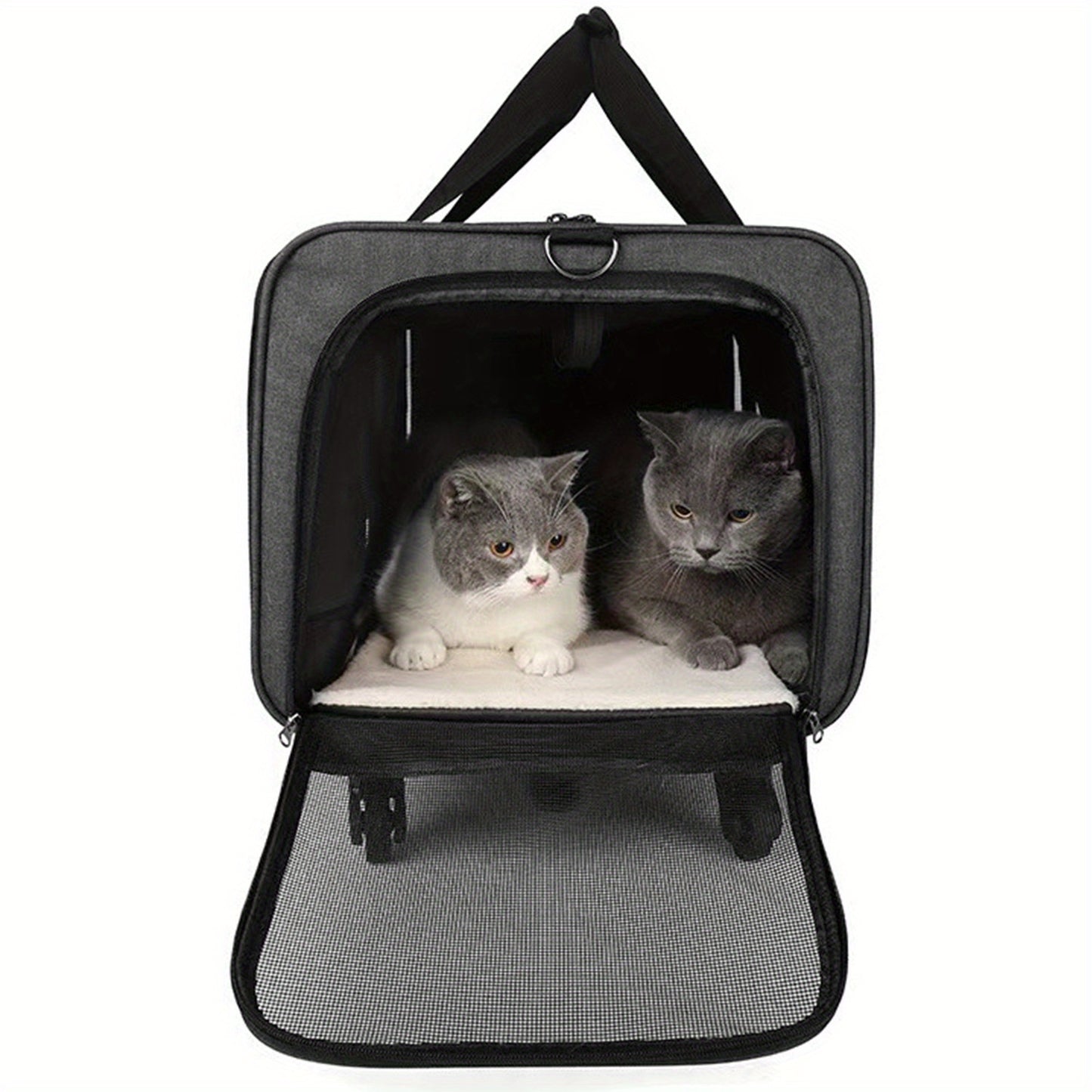 Heavy-Duty Pet Travel Bag with Rolling Wheels - Expandable Carrier, Scratch-Resistant & Foldable Design, Front Zipper Access, Side Pocket - Portable with Extended Handle for Airplane, Car, Vet Visits - Ideal for Cats & Small