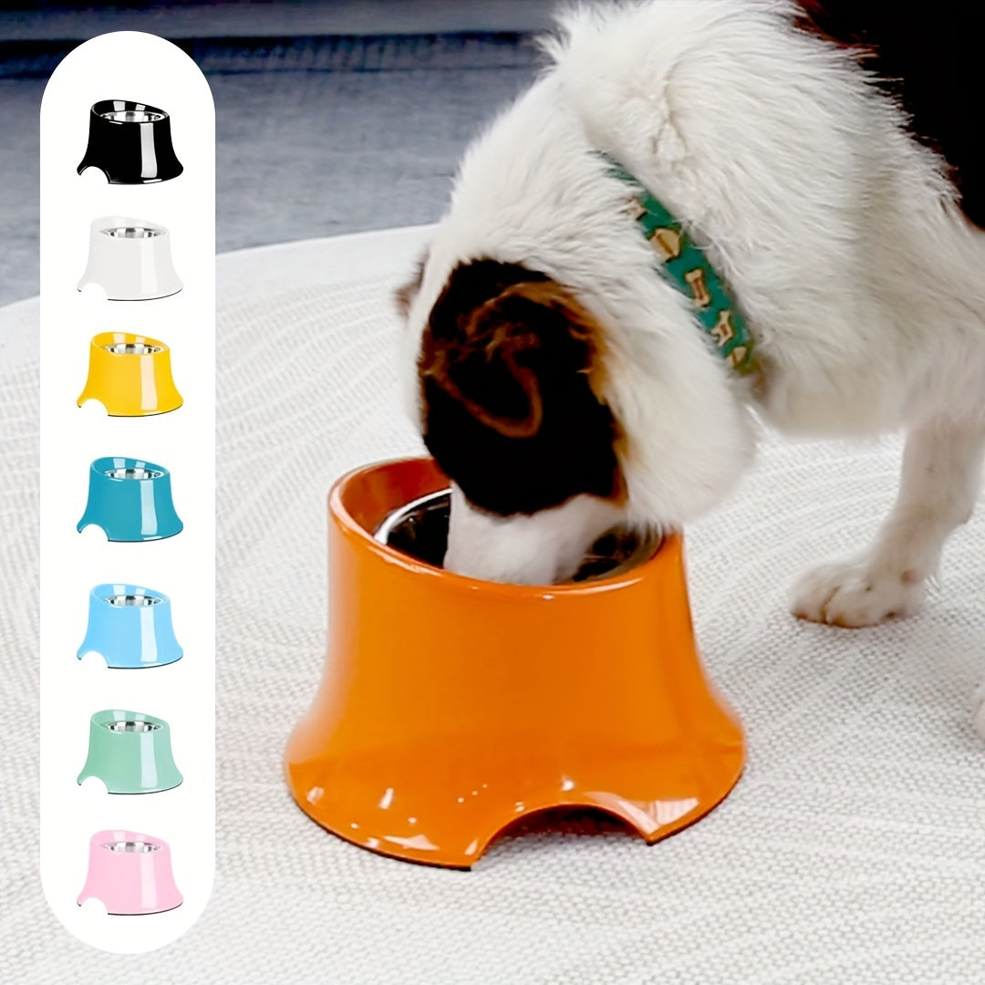 Elevated Tilted Dog Bowls with Non Slip Stainless Steel and Detachable Melamine Stand